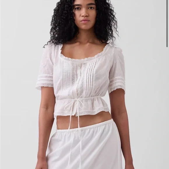 Gap White Lace Trim Peplum Top - Picture 1 of 8